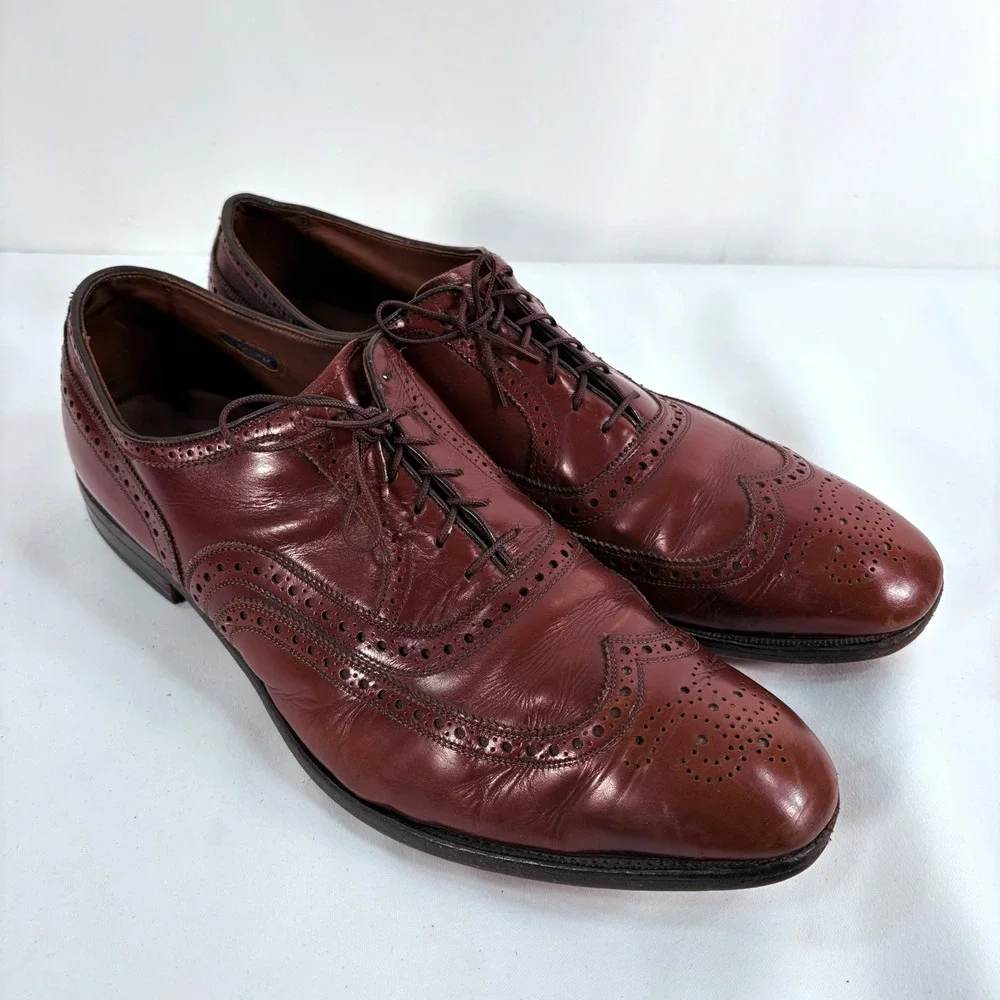 Allen Edmonds McAllister Wingtip Oxford Burgundy Leather 6265 Mens 15 D